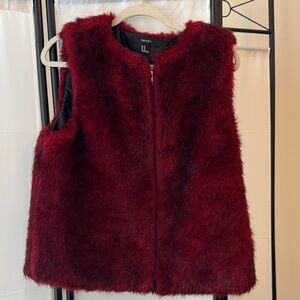 Forever 21 Red Faux Fur Vest